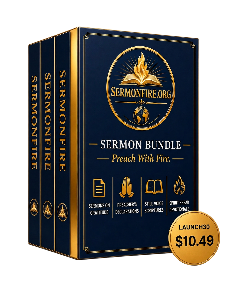 SermonFire Complete Bundle — stack of three sermon bundle books with LAUNCH30 $10.49 badge